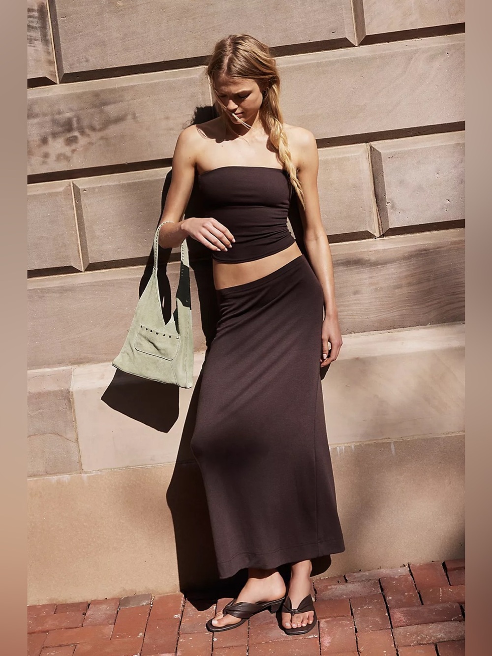 Free People Brown Maxi Skirt